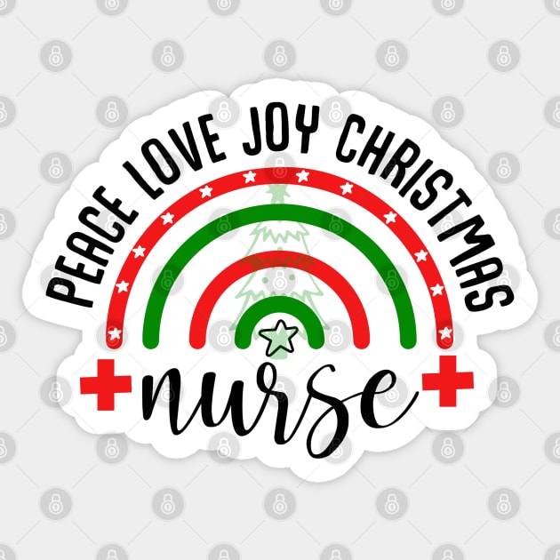 Peace love joy christmas nurse Sticker by MZeeDesigns